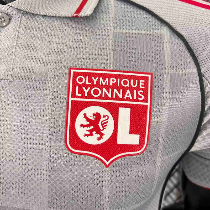 Player Version 2025-2026 Correct Version Olympique Lyonnais Second Away Gray Thailand Soccer Jersey AAA-0871
