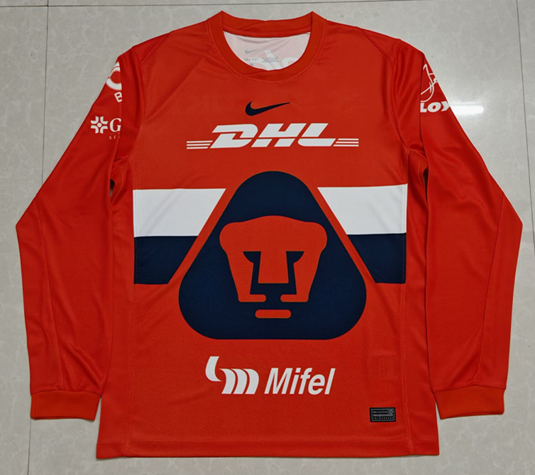 (S-4XL) 2025-2026 PA UNAM Goalkeeper Red LS Thailand Soccer Jersey AAA-9527