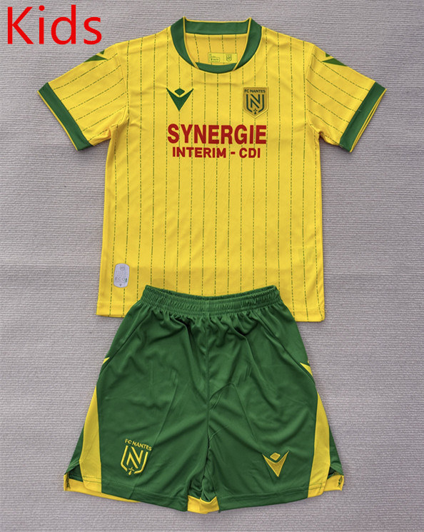 2025-2026 FC Nantes Home Yellow Kids/Youth Soccer Uniform-AY