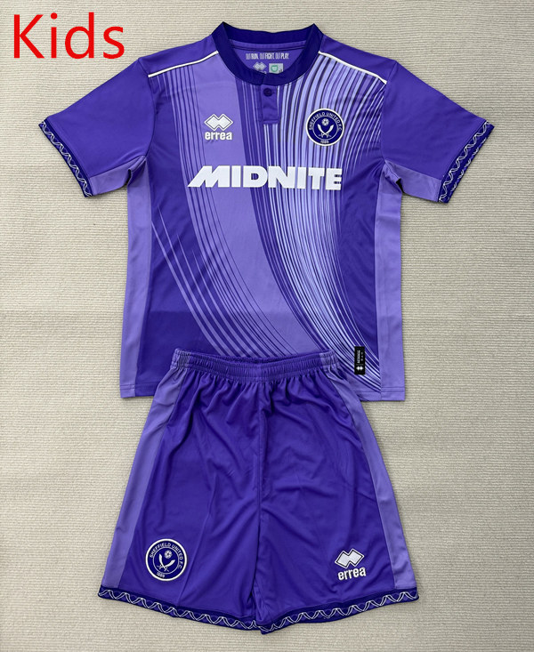 2025-2026 Sheffield United 2nd Away Purple Kids/Youth Soccer Uniform-AY