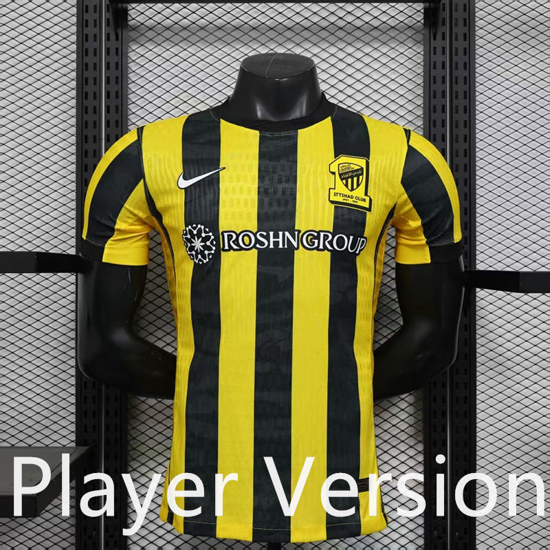 Player Version 2025-2026 New Ad Al Ittihad Saudi Home Yellow&Black Thailand Soccer Jersey AAA-888