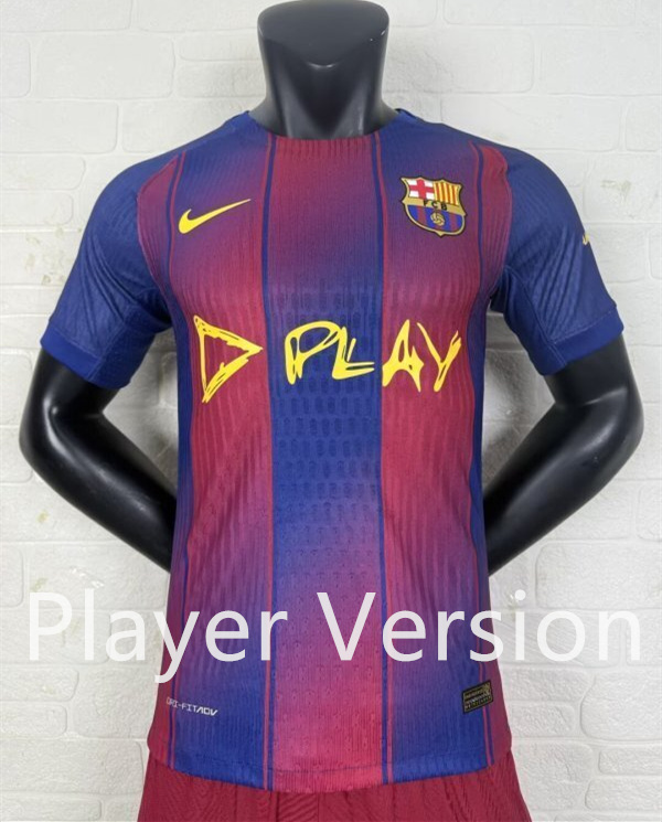 Player Version 2025-2026 Barcelona Red&Blue Thailand Soccer Jersey AAA