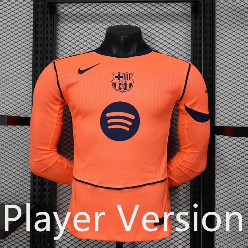 Player Version 2025-2026 Barcelona 2nd Away Orange Thailand LS Soccer Jersey AAA-888