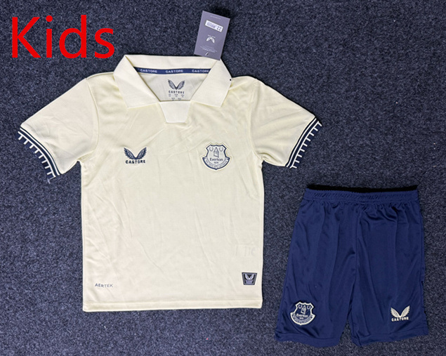 2025-2026 Everton Away Beige Kids/Youth Soccer Uniform-GB