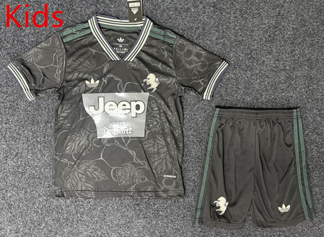2025-2026 Juventus 2nd Away Black Kids Soccer Uniform-GB