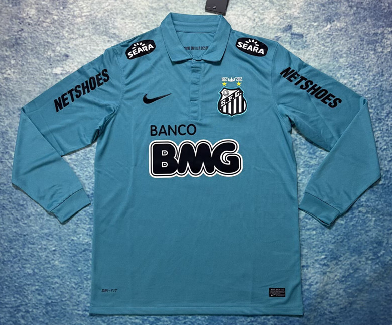 Retro Version 12-13 Santos 2nd Away Blue LS Thailand Soccer Jersey AAA-6590
