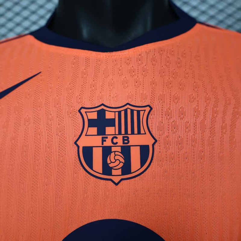 Player Version 2025-2026 Barcelona 2nd Away Orange Thailand LS Soccer Jersey AAA-888