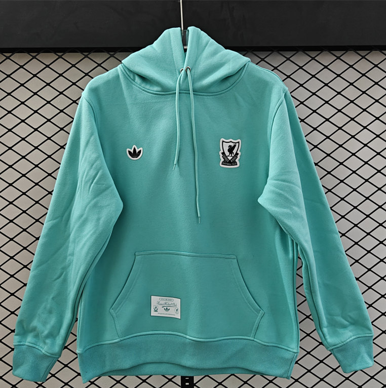 (S-3XL) Retro Small Embroidered Liverpool Green Thailand Soccer Tracksuit With Hat-CS