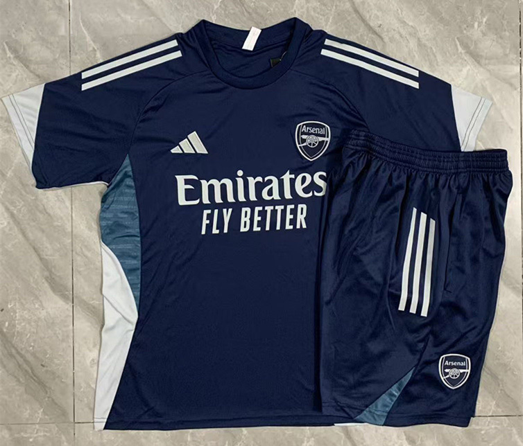 2025-2026 Arsenal Royal Blue Short-sleeved Thailand Soccer Tracksuit-815