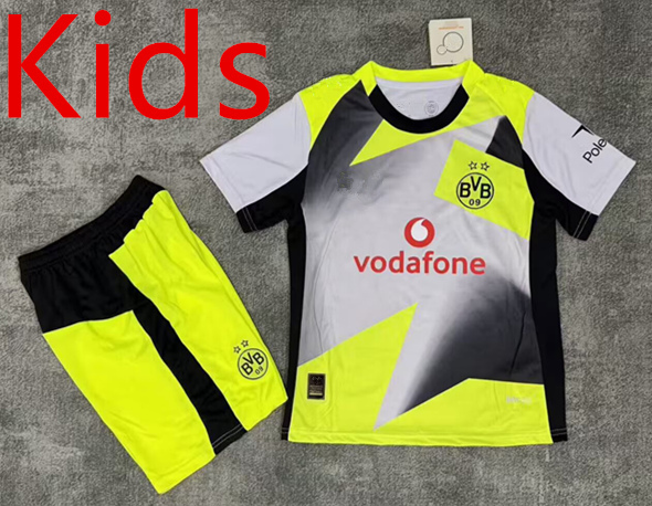2025-2026 Borussia Dortmund Away Light Grey Kids/Youth Soccer Unifrom-7209