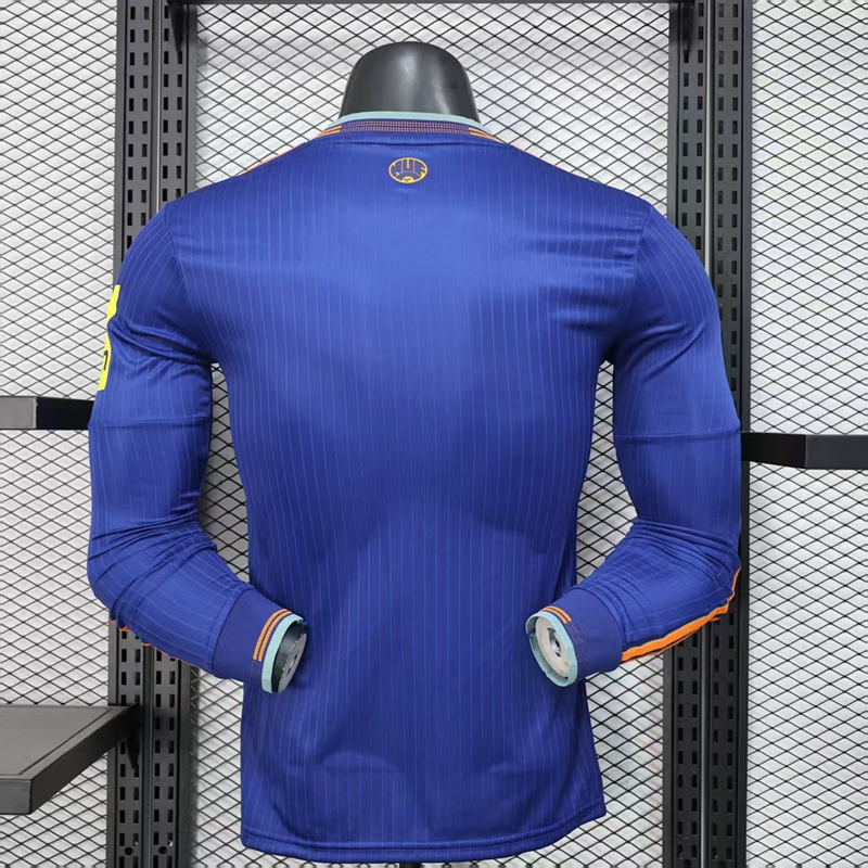 Player Version 2025-2026 Newcastle United 2nd Away Blue LS Thailand Soccer Jersey AAA-888