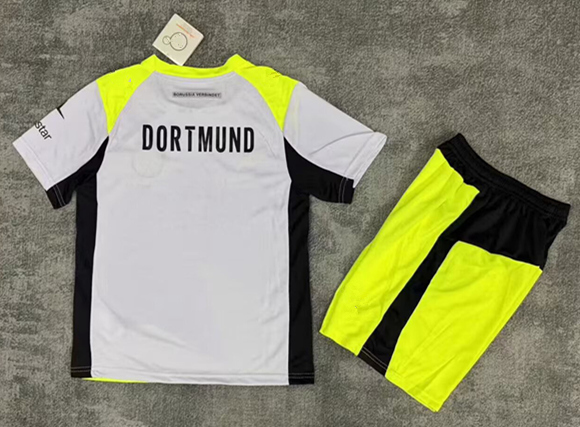 2025-2026 Borussia Dortmund Away Light Grey Kids/Youth Soccer Unifrom-7209