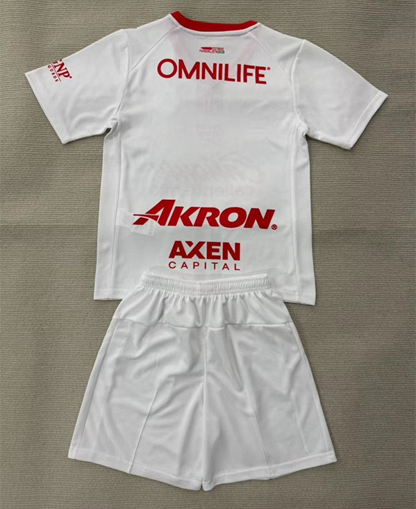 2025-2026 Deportivo Guadalajara Away White Kid/Youth Soccer Unifrom-AY