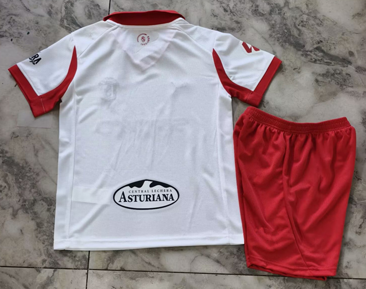 2025-2026 Sporting de Gijón 2nd Away White Kid/Youth Soccer Uniform-4193