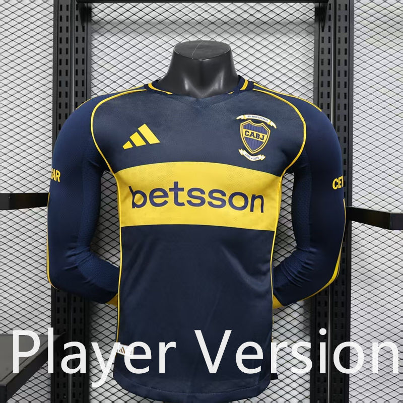 Player Version 2025-2026 Boca Juniors Blue LS Thailand Soccer Jersey AAA-888