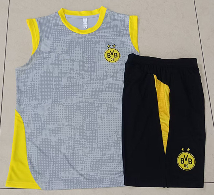 2025-2026 Borussia Dortmund Light Gray Inkjet Vest Thailand Tracksuit Uniform-815