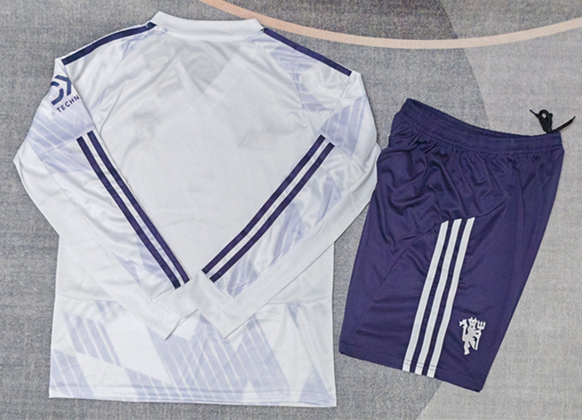 2025-2026 Manchester United Away Black&Purple LS Kids/Youth Soccer Uniform-9484