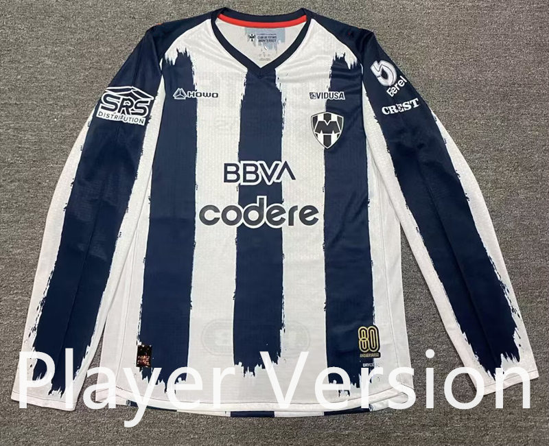 (S-4XL) Player Version 2025-2026 Monterrey Home White&Blue LS Thailand Soccer Jersey AAA-912