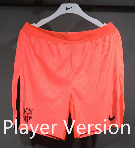 Player Version 2025-2026 Barcelona 2nd Away Orange Thailand Soccer Shorts-4563