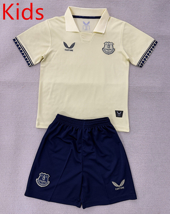 2025-2026 Everton Away Light Yellow Kids/Youth Soccer Uniform-AY