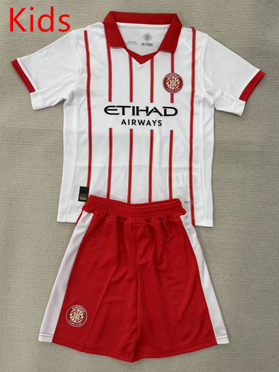 2025-2026 Girona FC Home Red&White Kids/Youth Soccer Uniform-AY