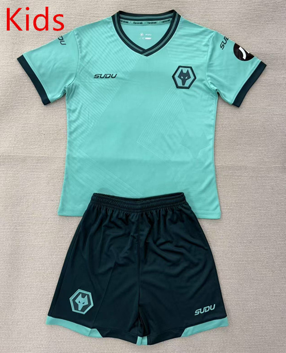 2025-2026 Wolverhampton Wanderers Away Green Kid/Youth Soccer Uniform-AY