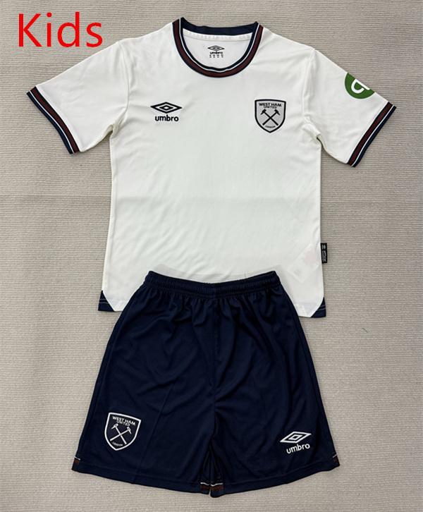 2025-2026 West Ham United Away White Kids/Youth Soccer Uniform-AY