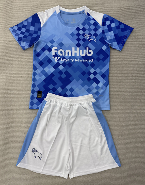 2025-2026 Derby County 2nd Away Blue Soccer Uniform-AY