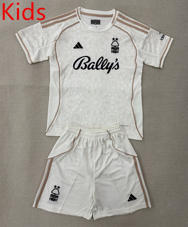 2025-2026 Nottingham Forest Away White Kid/Youth Soccer Uniform-AY