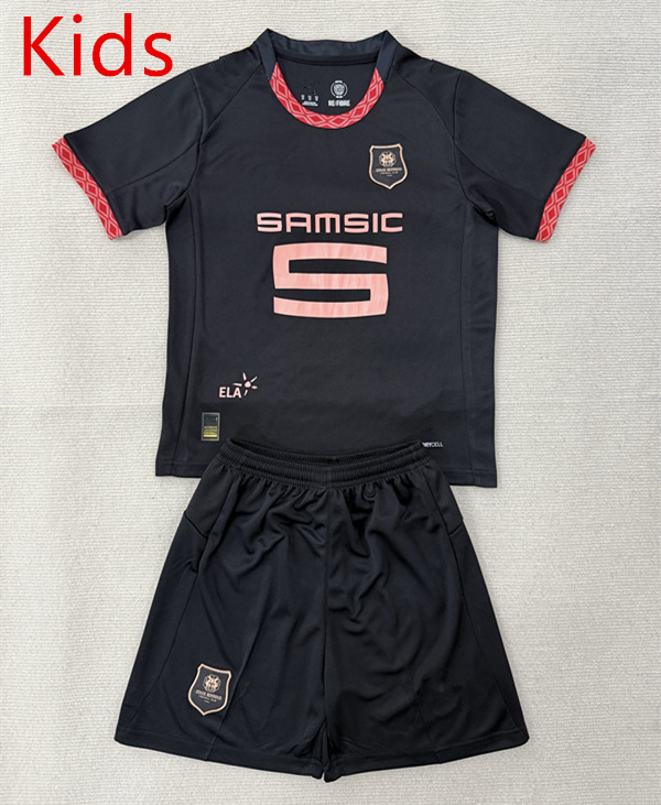 2025-2026 Stade Rennais 2nd Away Black Kids/Youth Soccer Uniform-AY