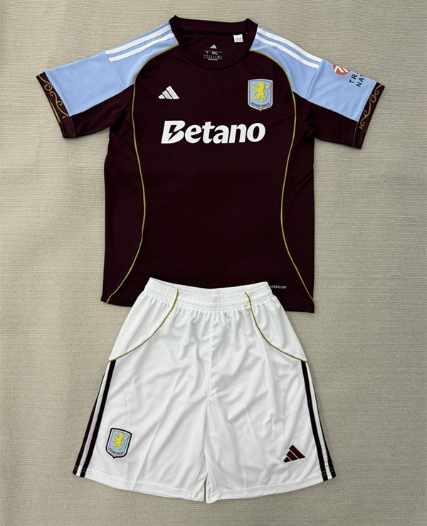 2025-2026 Aston Villa Home Red&Blue Soccer Uniform-AY