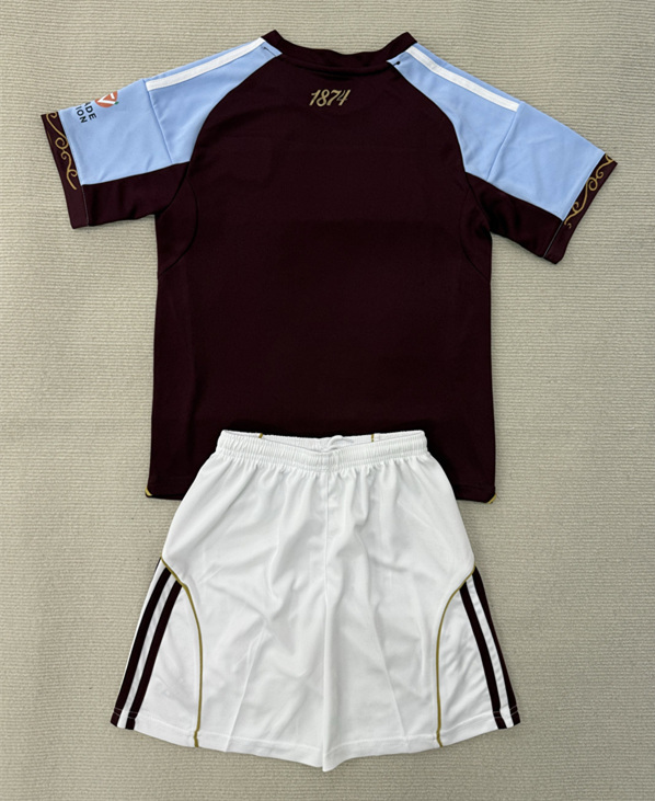 2025-2026 Aston Villa Home Red&Blue Kids/Youth Soccer Uniform-AY