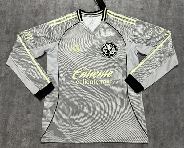 (S-4XL) 2025-2026 Club America 2nd Away Gray LS Thailand Soccer Jersey AAA-4506
