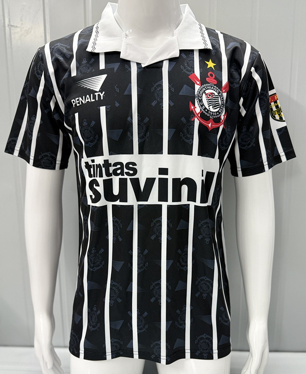 Retro Version 1995 Corinthians Away White&Black Thailand Soccer Jersey AAA-503