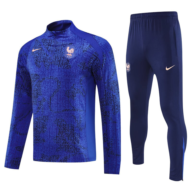 2025-2026 France Colorful Blue Thailand Soccer Tracksuit Uniform-4627