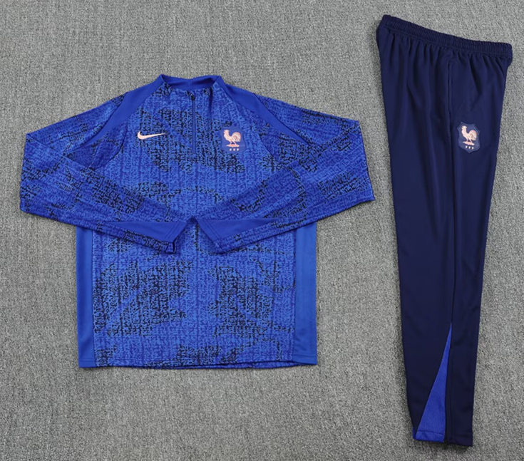 2025-2026 France Colorful Blue Thailand Soccer Tracksuit Uniform-4627