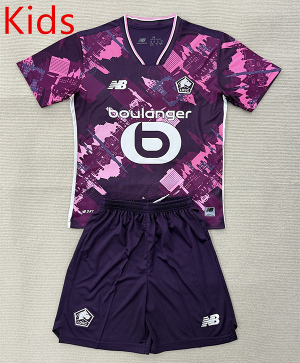 2025-2026 Lille 4th Away Pink Kid/Youth Soccer Uniform-AY