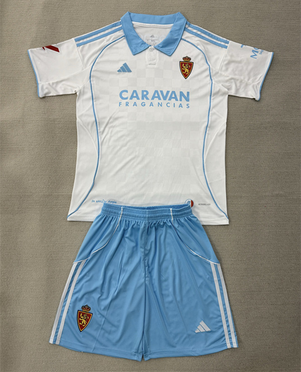 2025-2026 Real Zaragoza Home White Soccer Uniform-AY