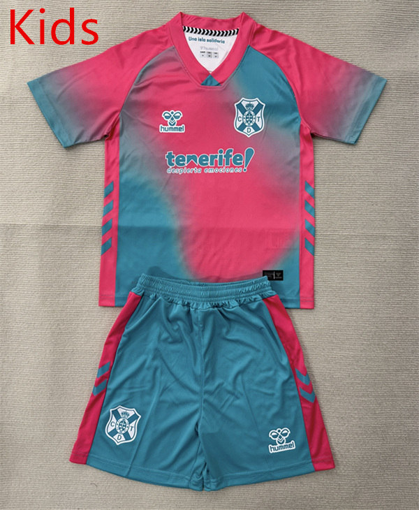2025-2026 CD Tenerife 2nd Away Pink&Green Kids/Youth Soccer Unifrom-AY