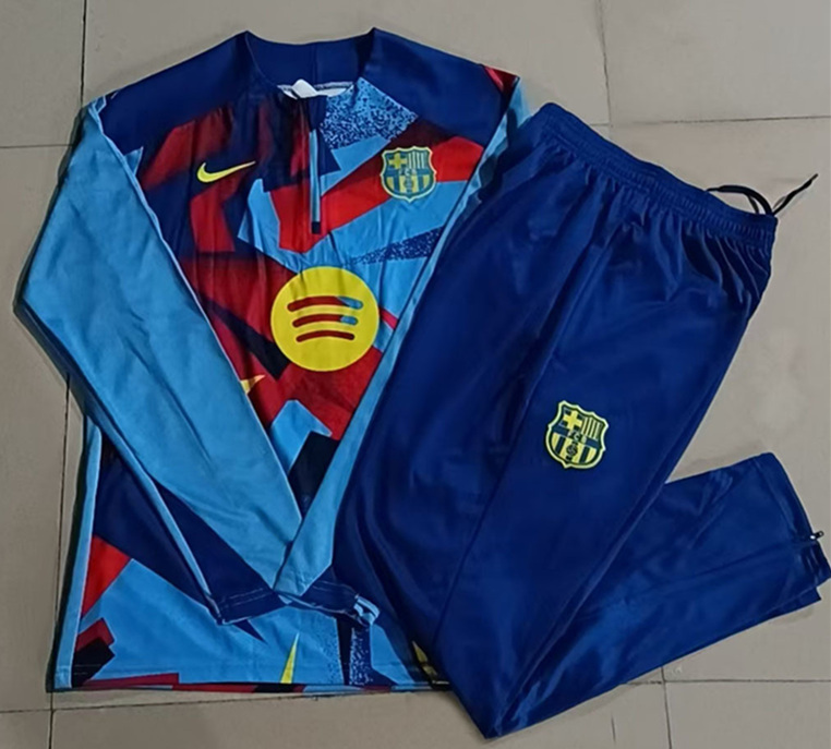 2025-2026 Barcelona Light Blue Inkjet Thailand Soccer Tracksuit-815
