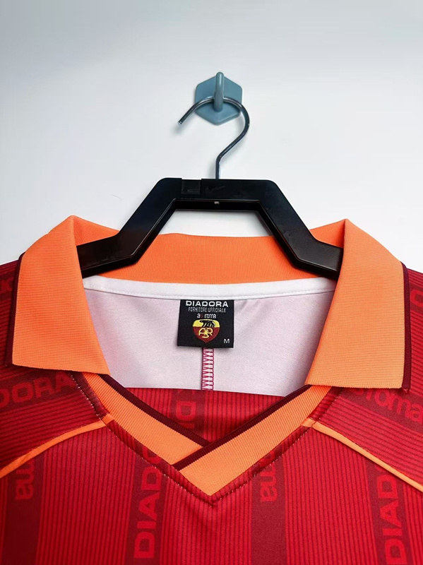 Retro Version 1999-2000 Roma Home Red LS Thailand Soccer Jersey AAA-811