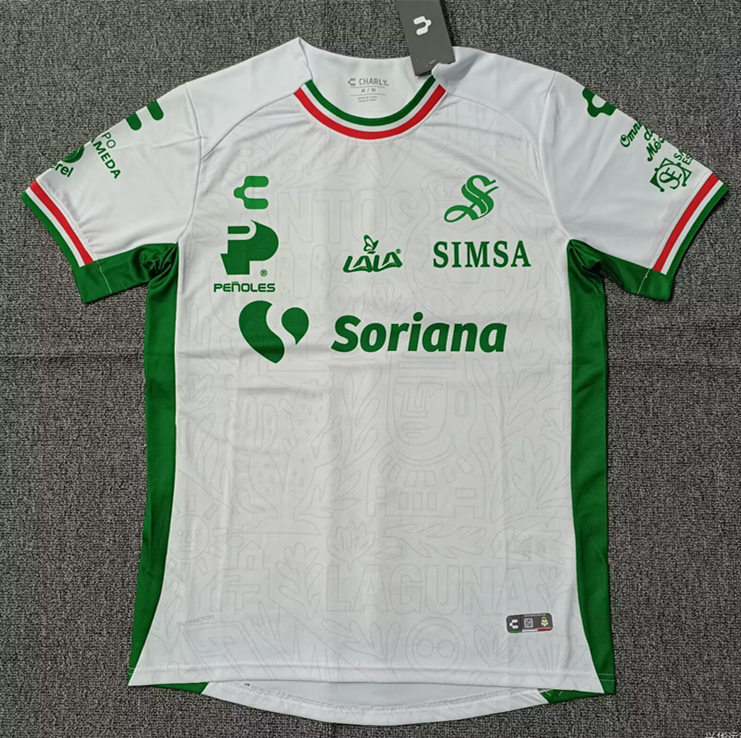 (S-4XL) 2025-2026 Santos Laguna Second Away White Thailand Soccer Jersey AAA-5378