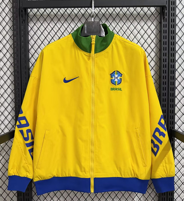 2025-2026 Brazil Yellow Thailand Soccer Trench Coat-8268
