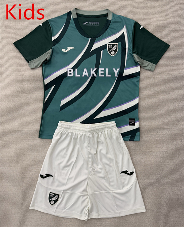 2025-2026 Norwich City Away Green Kids/Youth Soccer Uniform-AY