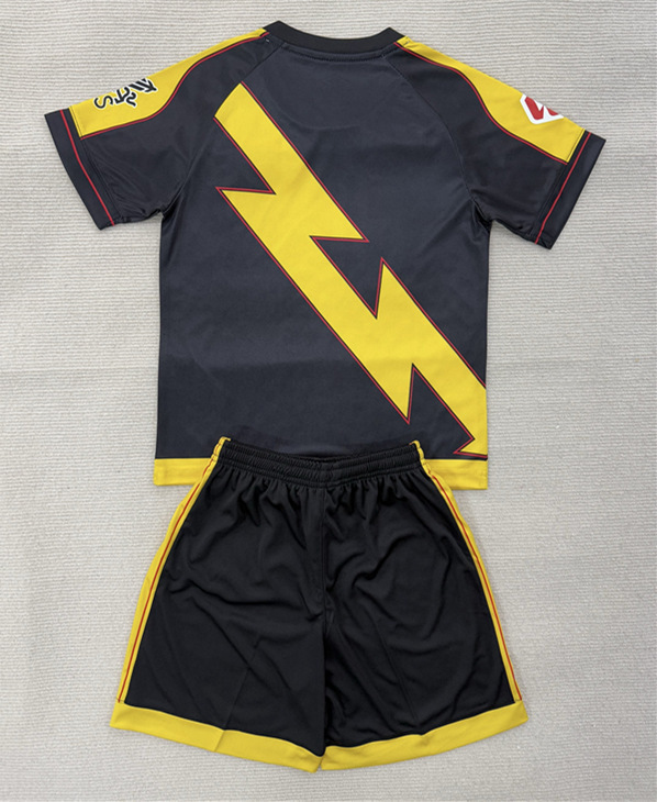 2025-2026 Rayo Vallecano 2nd Away Black&Yellow Kids/Youth Soccer Unifrom-AY