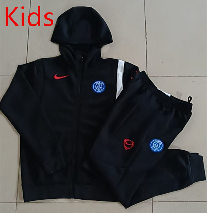 2025-2026 Paris SG Black Hooded Kids/Youth Soccer Jacket Unifrom -815