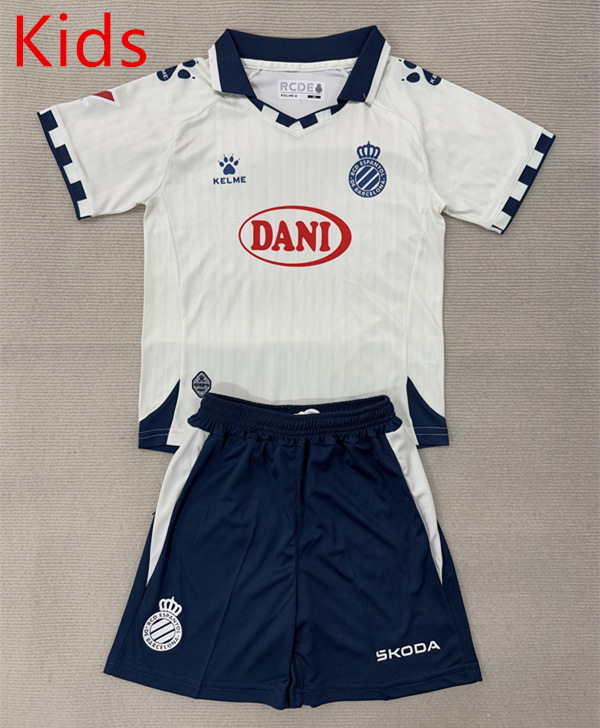 2025-2026 RCD Espanyol Away White Kids/Youth Soccer Uniform-AY