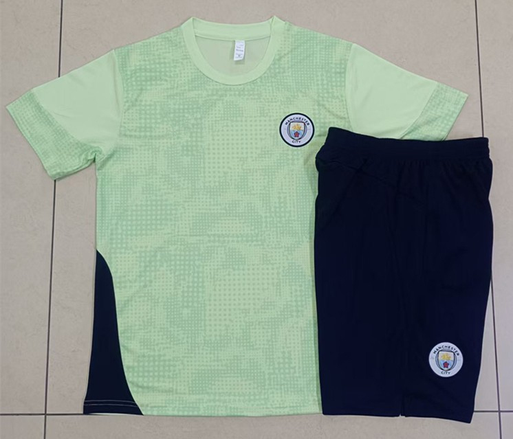 2025-2026 Manchester City Light Green Inkjet Short Sleeve Thailand Soccer Tracksuit-815