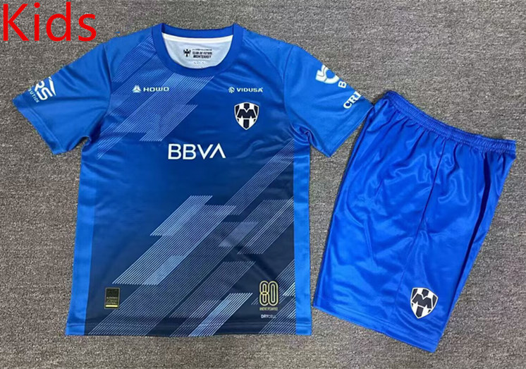 2025-2026 Monterrey Second Away Blue Kids/Youth Soccer Uniform-4442