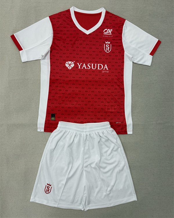 2025-2026 Stade de Reims Home Red&White Soccer Uniform-AY